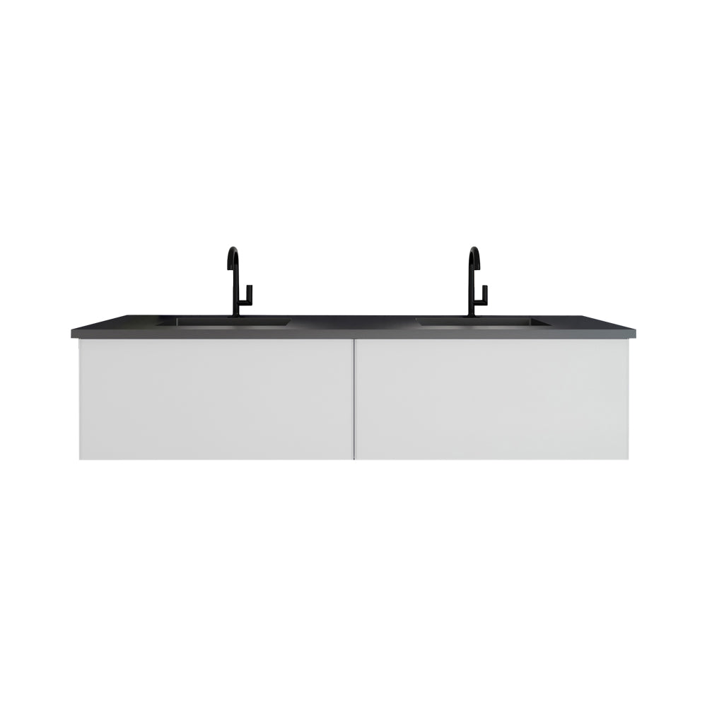 Laviva Vitri 313VTR-DCW-MB Cloud White Double Vanity, Matte Black Top