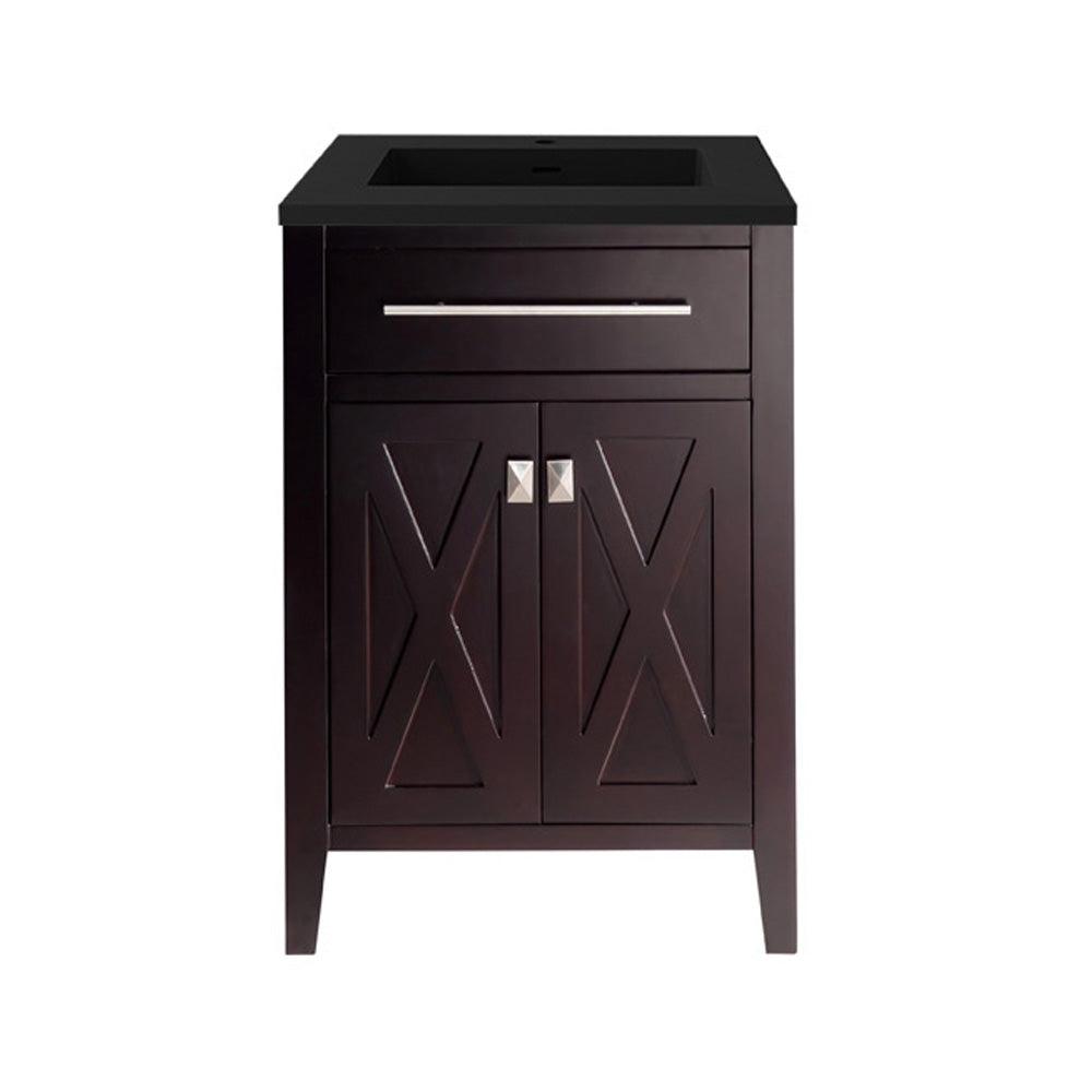 Wimbledon 313YG319-24B-BW 24" Brown Bathroom Vanity Set Black Wood Top