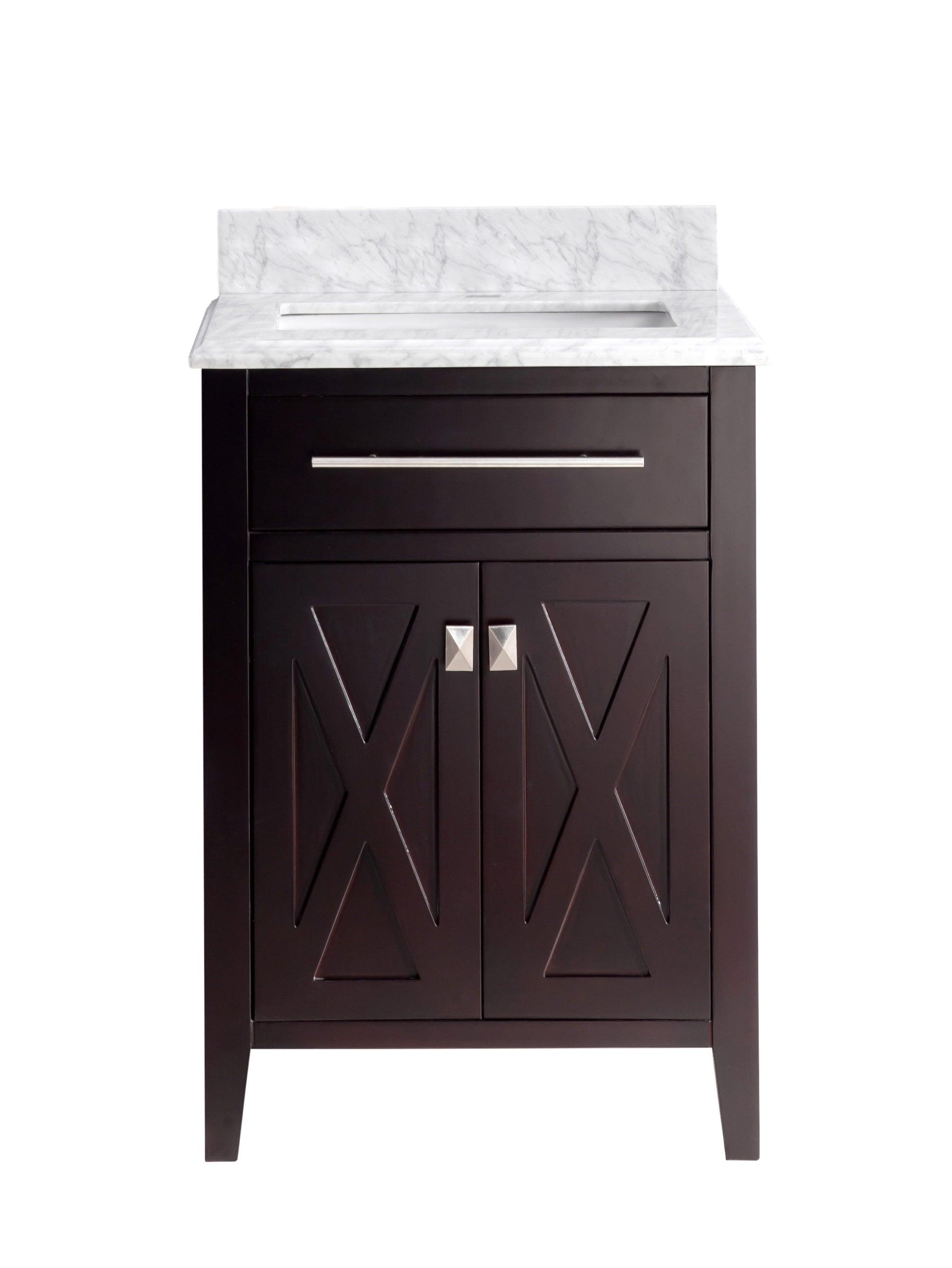 Wimbledon 313YG319-24B-BW-WC 24" Brown Bathroom Vanity Set White Carrara Top