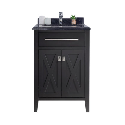 Wimbledon 313YG319-24E-BW 24" Espresso Bath Vanity Set Black Wood Top