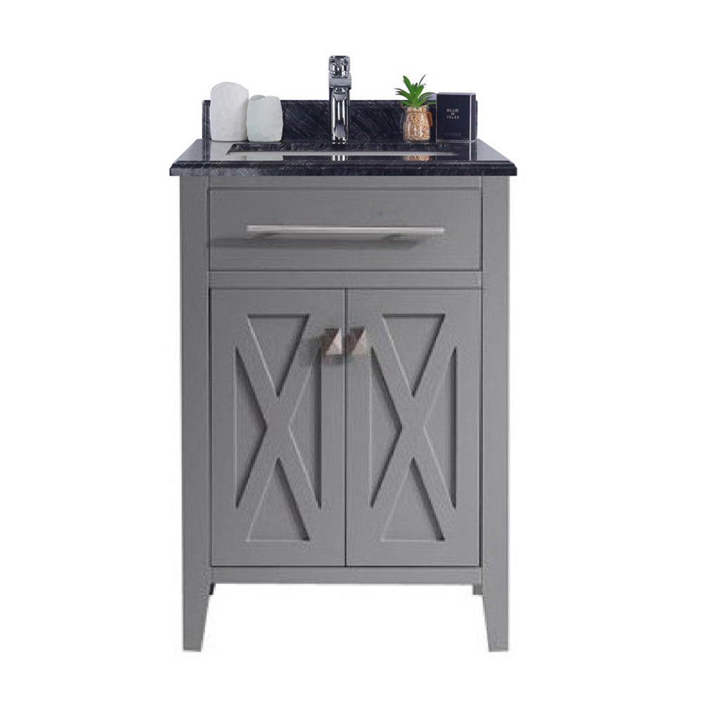 Laviva Wimbledon 313YG319-24G-BW 24" Grey Bathroom Vanity Set Black Wood Top