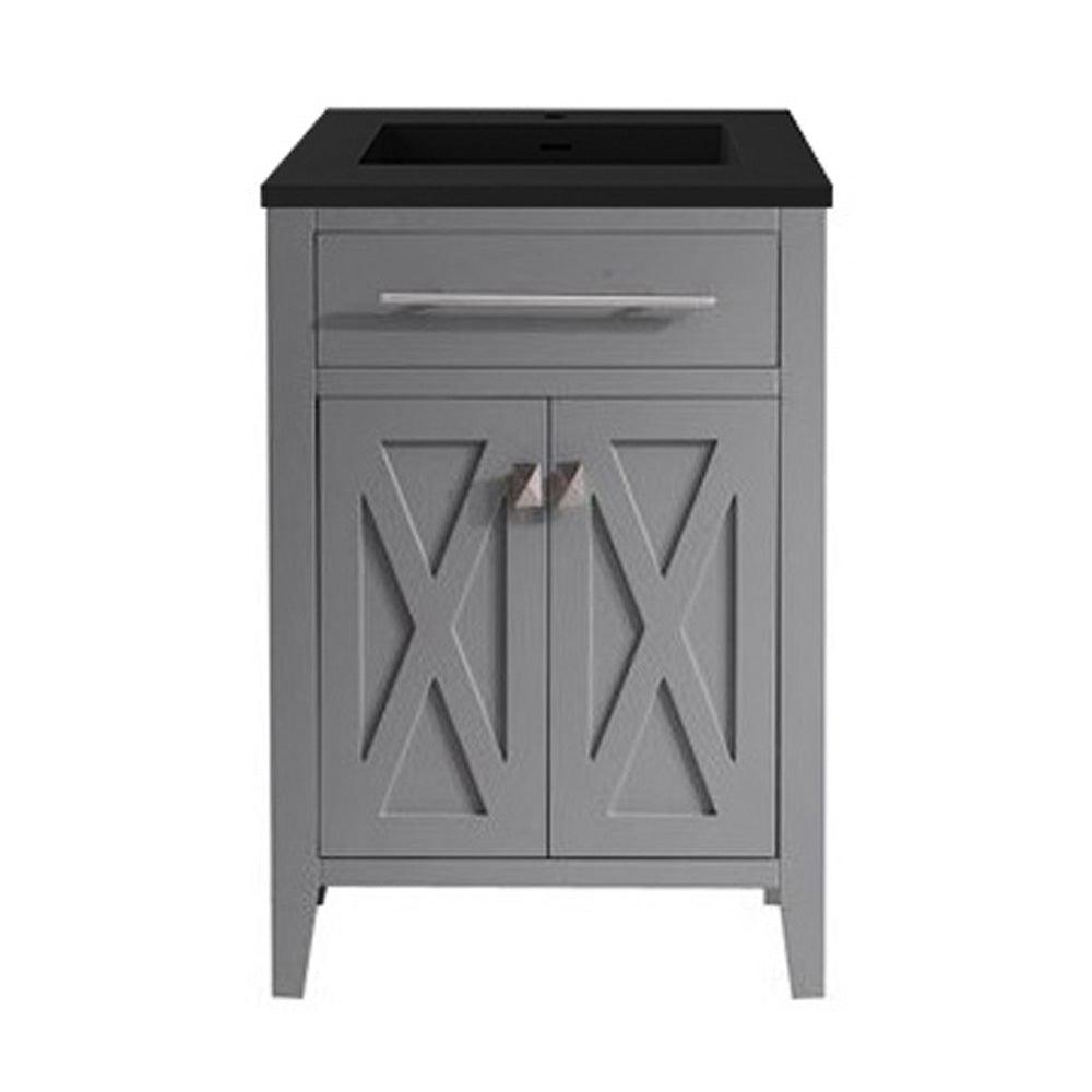 Laviva Wimbledon 313YG319-24G-BW 24" Grey Bathroom Vanity Set Black Wood Top