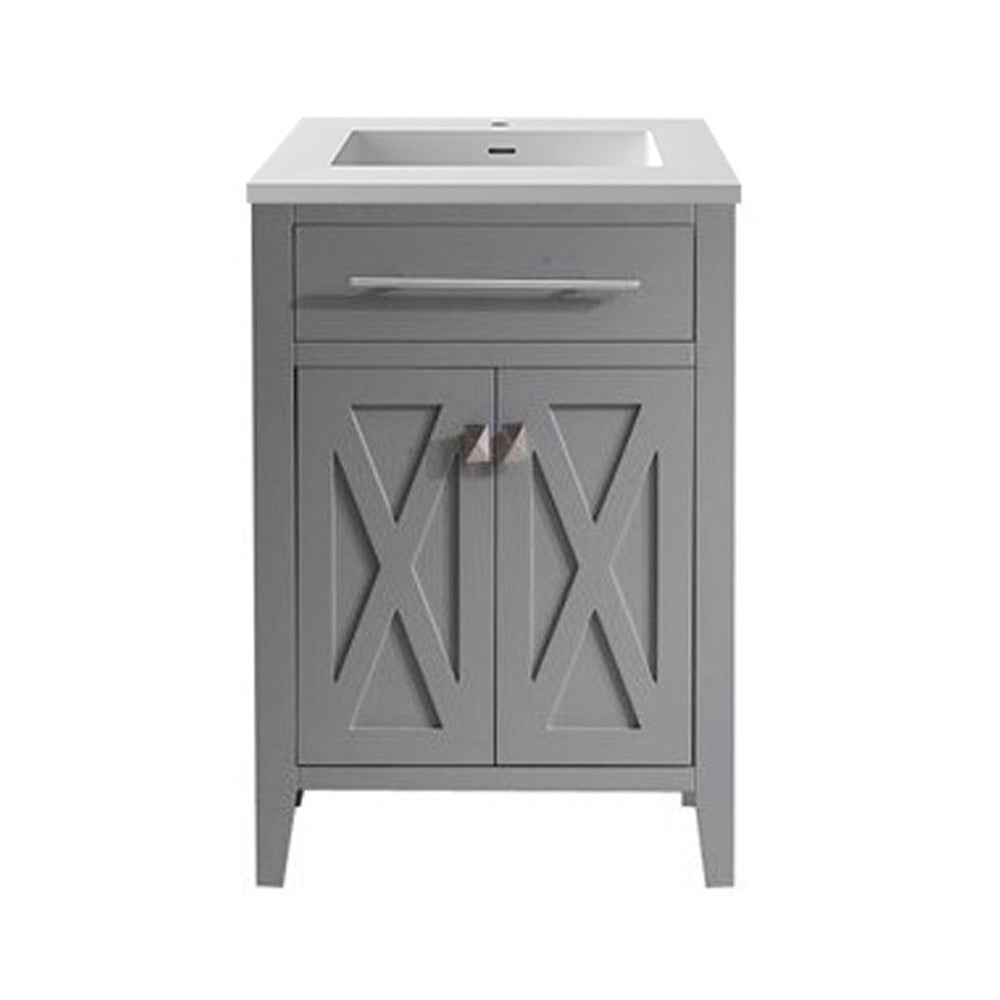 Laviva Wimbledon 313YG319-24G-MW 24" Grey Bathroom Vanity Set Matte White Top