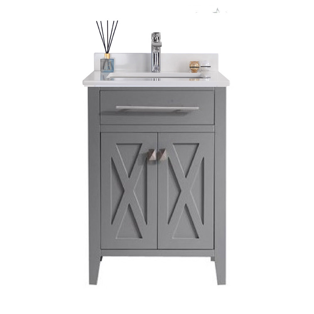 Laviva Wimbledon 313YG319-24G-WQ 24" Grey Bathroom Vanity Set White Quartz