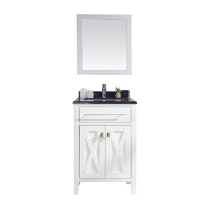 Laviva Wimbledon 313YG319-24W-BW 24" White Bathroom Vanity Set Black Wood Marble Top