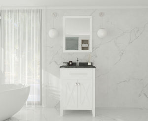 Laviva Wimbledon 313YG319-24W-BW 24" White Bathroom Vanity Set Black Wood Top