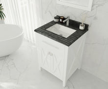 Load image into Gallery viewer, Laviva Wimbledon 313YG319-24W-BW 24&quot; White Bathroom Vanity Set Black Wood Marble Top Up