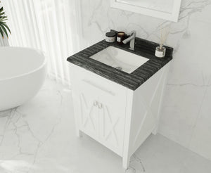 Laviva Wimbledon 313YG319-24W-BW 24" White Bathroom Vanity Set Black Wood Marble Top Up