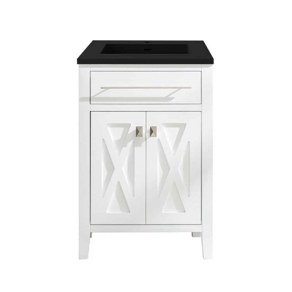 Laviva Wimbledon 313YG319-24W-MB 24" White Bathroom Vanity Set Matte Black Top