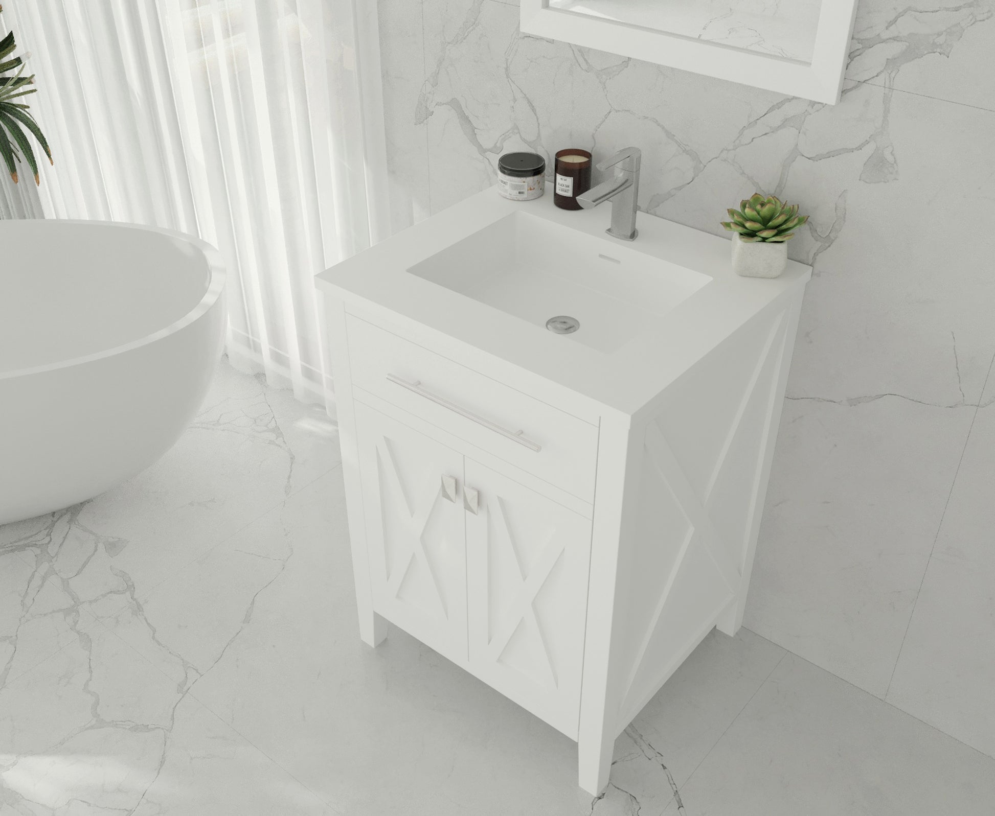 Laviva Wimbledon 313YG319-24W-MW 24" White Bathroom Vanity Set Matte White Top Up