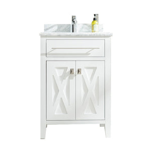 Laviva Wimbledon 313YG319-24W-WC 24" White Bathroom Vanity Set White Carrara Marble Top