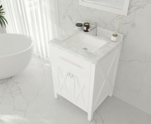 Laviva Wimbledon 313YG319-24W-WC 24" White Bathroom Vanity Set White Carrara Top Up