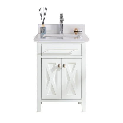 Laviva Wimbledon 313YG319-24W-WQ 24" White Bathroom Vanity Set White Quartz Top