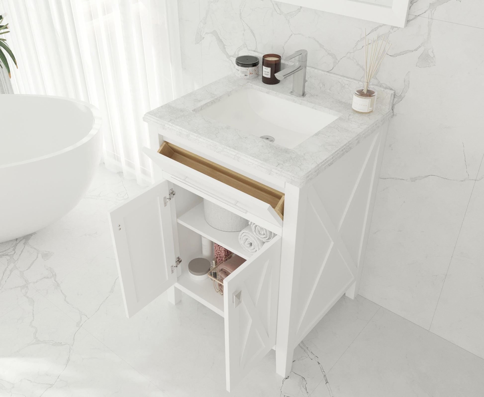 Laviva Wimbledon White Bathroom Vanity Cabinet 313YG319-24W, 24"  up