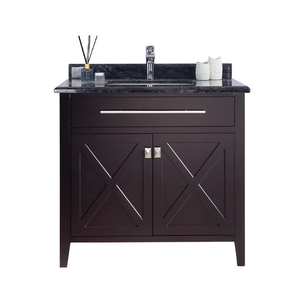 Laviva Wimbledon  36" Espresso Bathroom Vanity Set 313YG319-36B-BW Black Wood Top