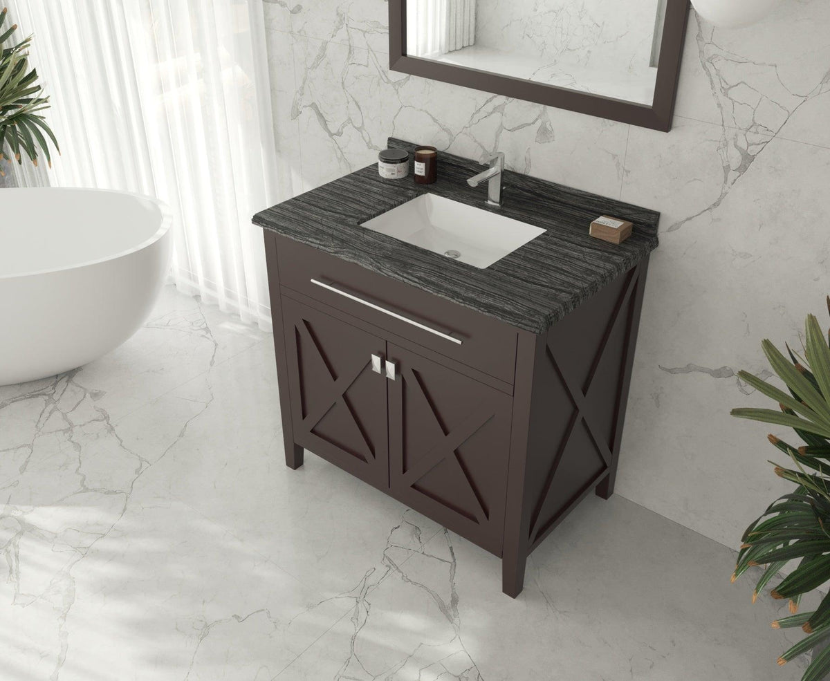 Laviva Wimbledon  36" Espresso Bathroom Vanity Set 313YG319-36B-BW Black Wood Top up