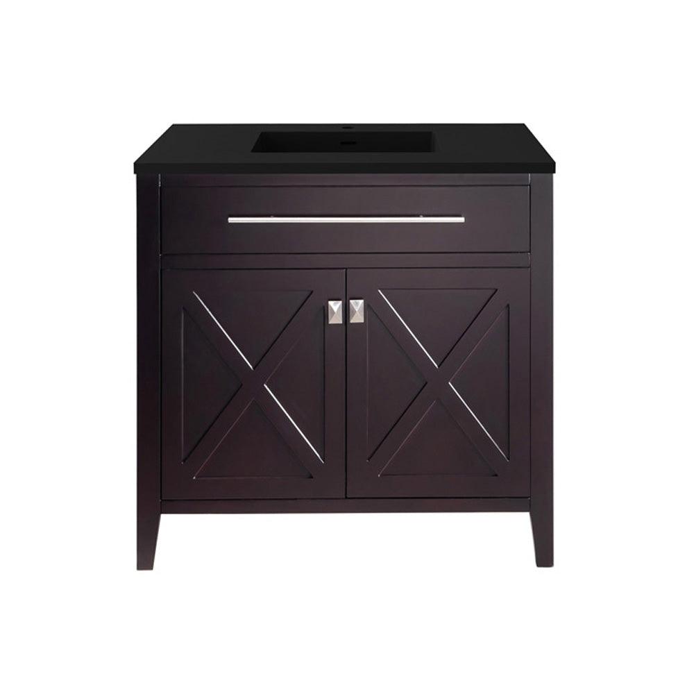 Laviva Wimbledon  36" Espresso Bathroom Vanity Set 313YG319-36B-BW Black Wood Top