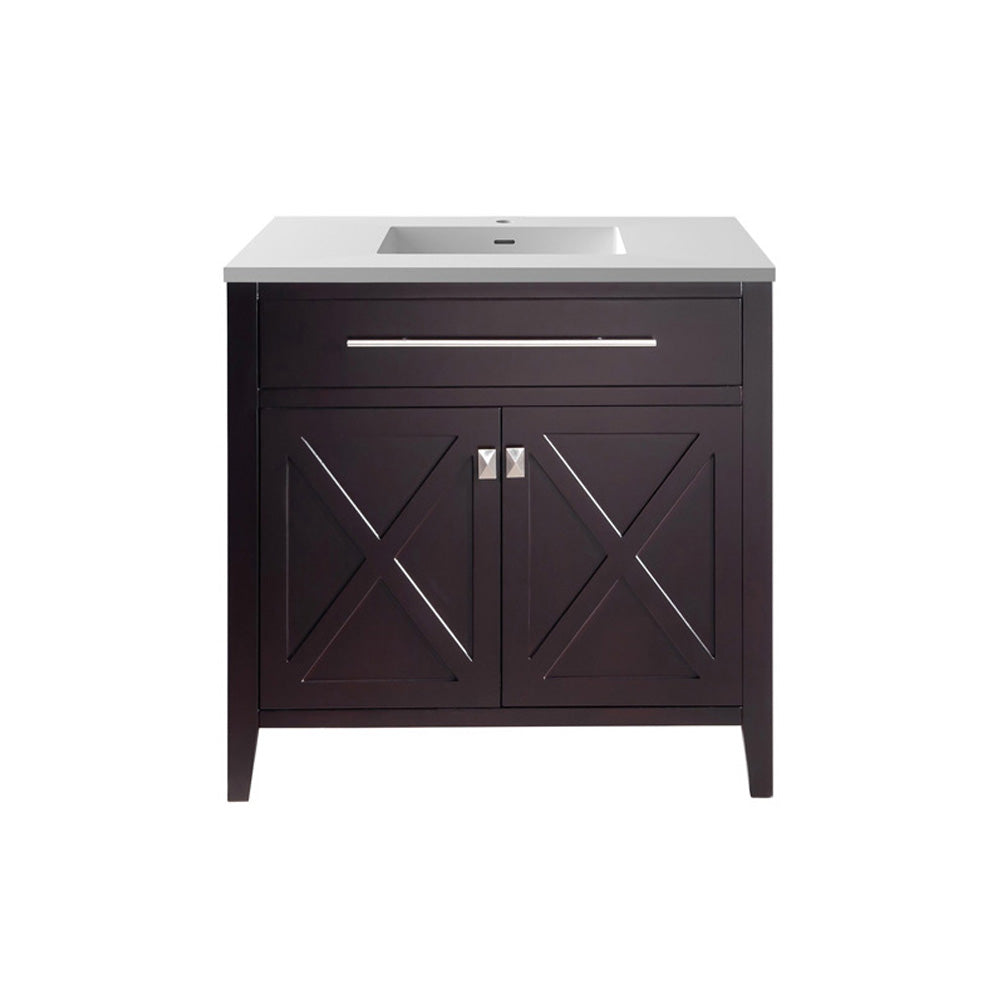 Laviva Wimbledon  36" Espresso Bathroom Vanity Set 313YG319-36B-MW Matte White Top