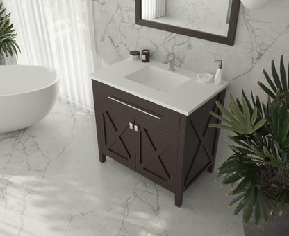 Laviva Wimbledon  36" Espresso Bathroom Vanity Set 313YG319-36B-MW Matte White Top up