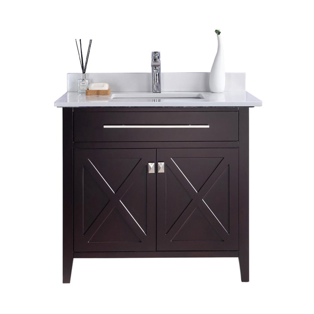 Laviva Wimbledon  36" Espresso Bathroom Vanity Set 313YG319-36B-WQ White Quartz Top