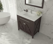 Load image into Gallery viewer, Laviva Wimbledon  36&quot; Espresso Bathroom Vanity Set 313YG319-36B-WQ White Quartz Top up