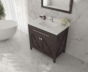 Laviva Wimbledon  36" Espresso Bathroom Vanity Set 313YG319-36B-WQ White Quartz Top up
