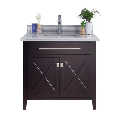 Laviva Wimbledon  36" Espresso Bathroom Vanity Set 313YG319-36B-WS White Stripes Top