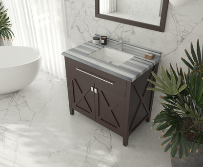 Laviva Wimbledon  36" Espresso Bathroom Vanity Set 313YG319-36B-WS White Stripes Top up