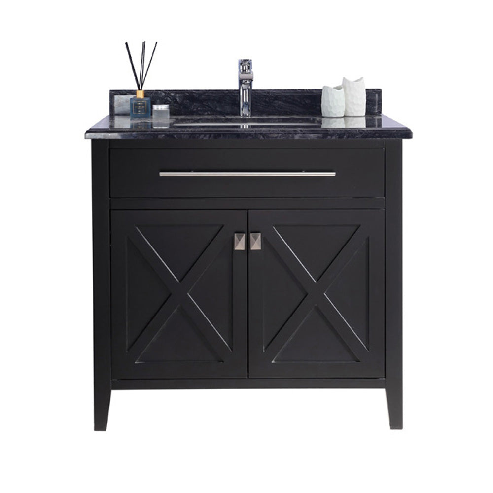 Laviva Wimbledon  36" Espresso Bathroom Vanity Set 313YG319-36E-BW Black Wood Top