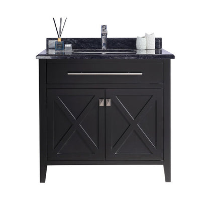 Laviva Wimbledon  36" Espresso Bathroom Vanity Set 313YG319-36E-BW Black Wood Top