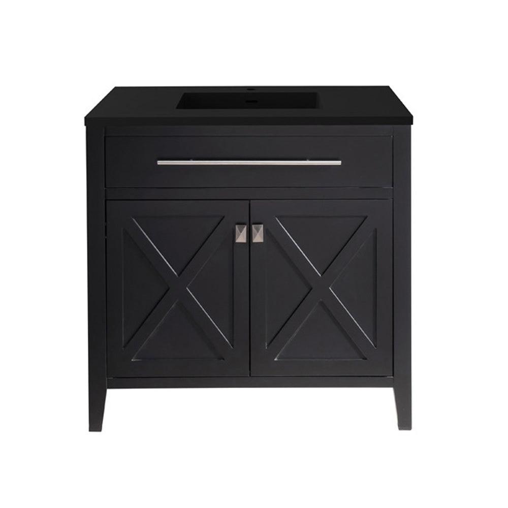 Laviva Wimbledon  36" Espresso Bathroom Vanity Set 313YG319-36E-BW Black Wood Top