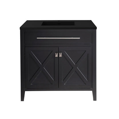 Laviva Wimbledon  36" Espresso Bathroom Vanity Set 313YG319-36E-MB Matte Black Top