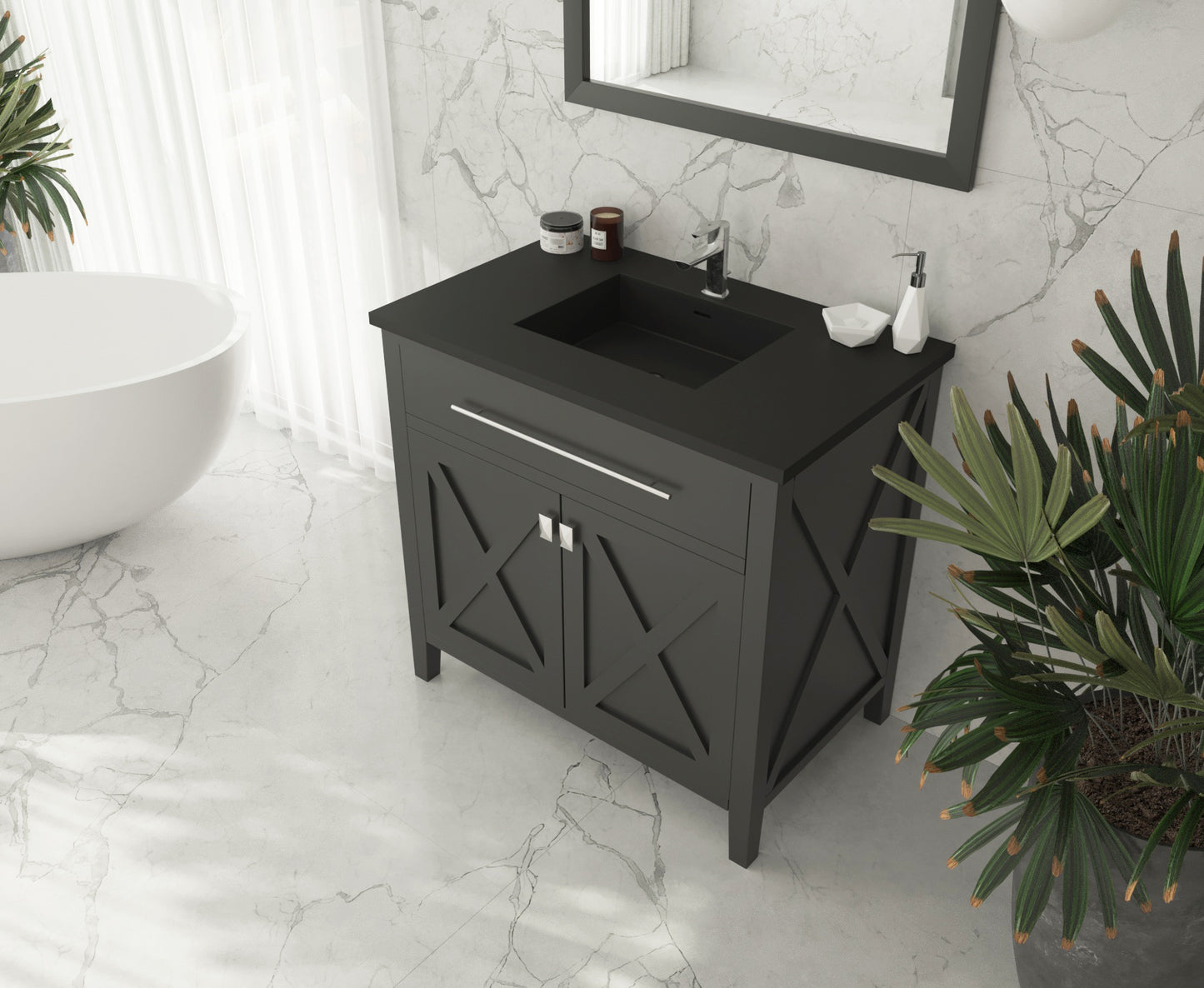 Laviva Wimbledon  36" Espresso Bathroom Vanity Set 313YG319-36E-MB Matte Black Top Up