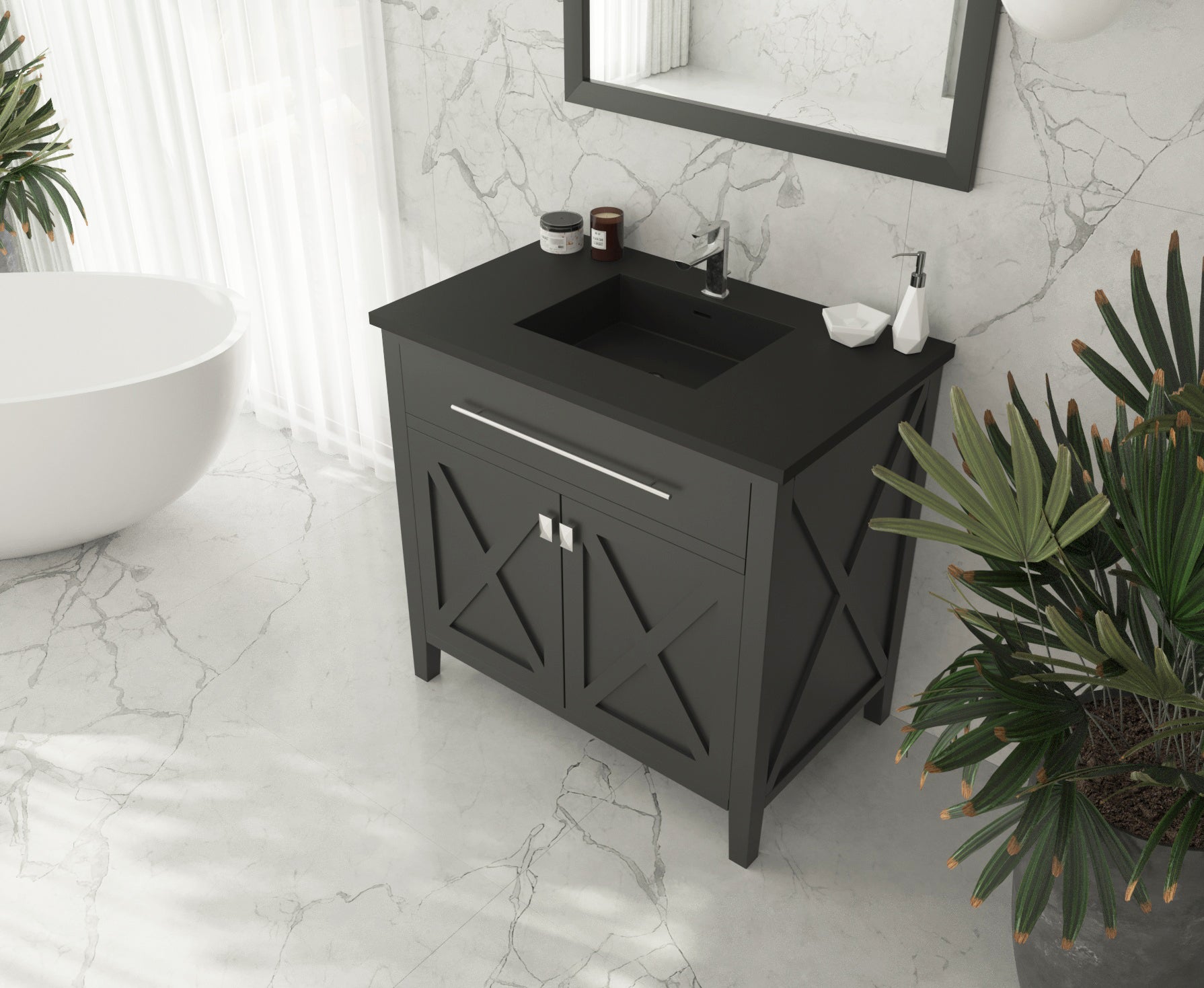 Laviva Wimbledon  36" Espresso Bathroom Vanity Set 313YG319-36E-MB Matte Black Top Up