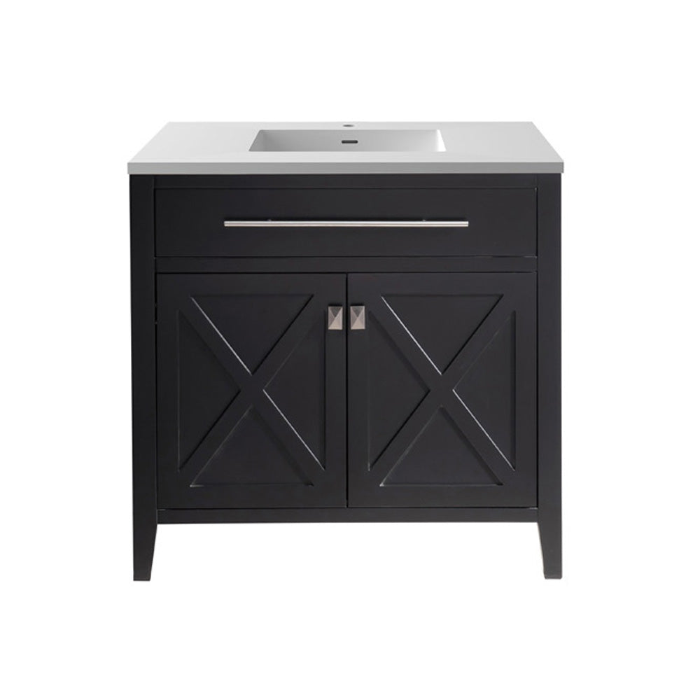 Laviva Wimbledon  36" Espresso Bathroom Vanity Set 313YG319-36E-MW Matte White Top