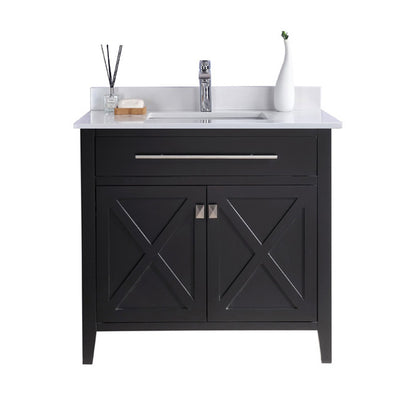 Laviva Wimbledon  36" Espresso Bathroom Vanity Set 313YG319-36E-WQ White Quartz Top