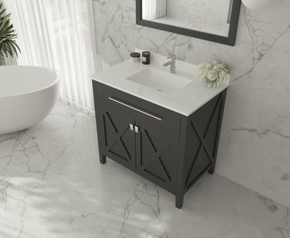 Laviva Wimbledon  36" Espresso Bathroom Vanity Set 313YG319-36E-WQ White Quartz Top Up