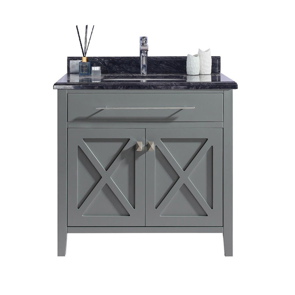 Laviva Wimbledon 36" Grey Bathroom Vanity Set, 313YG319-36G-BW Black Wood Top