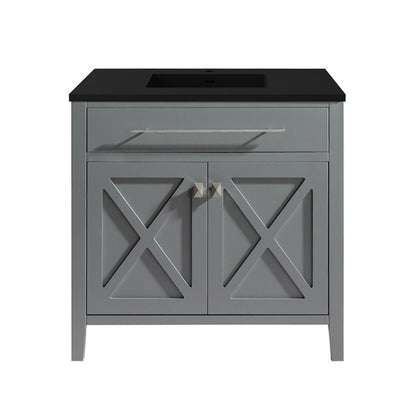 Laviva Wimbledon 36" Grey Bathroom Vanity Set, 313YG319-36G-MB Matte Black Top