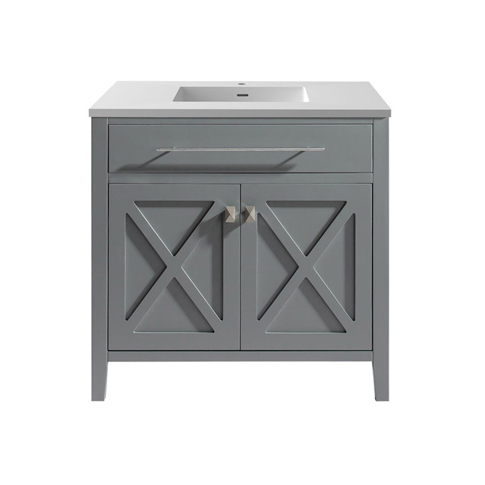 Laviva Wimbledon 36" Grey Bathroom Vanity Set, 313YG319-36G-MW Matte White Top