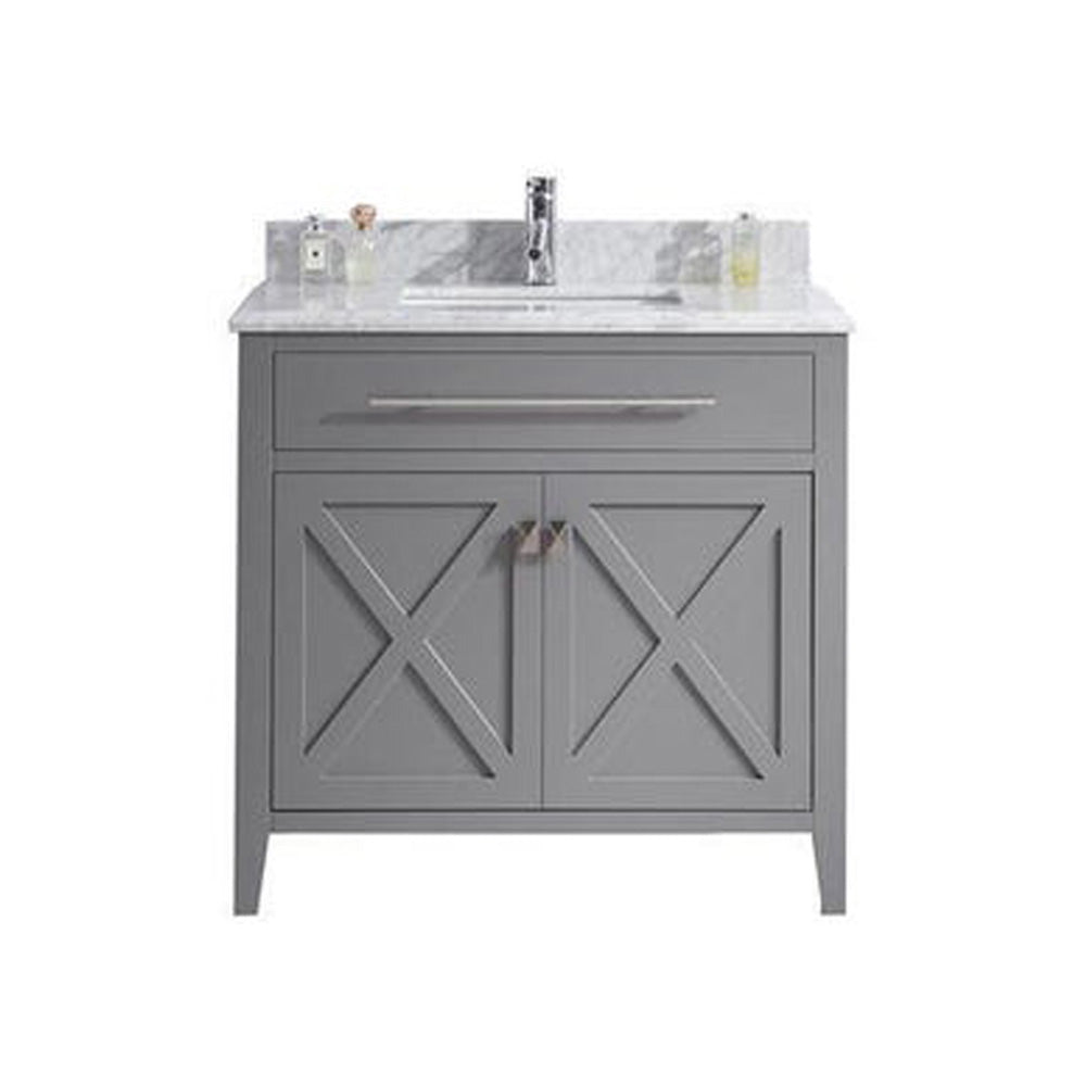 Laviva Wimbledon 36" Grey Bathroom Vanity Set, 313YG319-36G-WC White Carrara Top