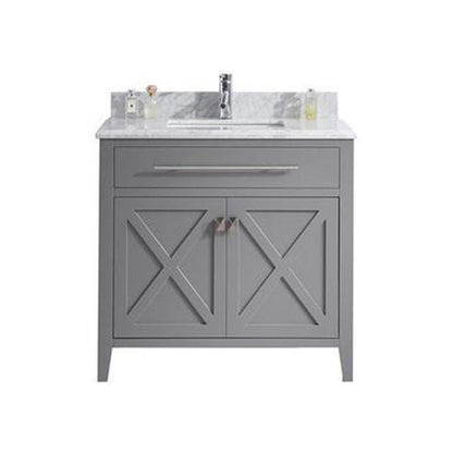 Laviva Wimbledon 36" Grey Bathroom Vanity Set, 313YG319-36G-WC White Carrara Top