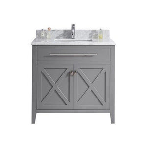 Laviva Wimbledon 36" Grey Bathroom Vanity Set, 313YG319-36G-WC White Carrara Top