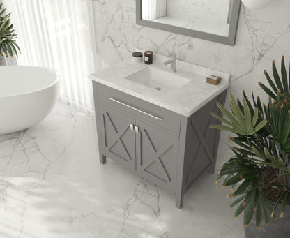 Laviva Wimbledon 36" Grey Bathroom Vanity Set, 313YG319-36G-WC White Carrara Top up