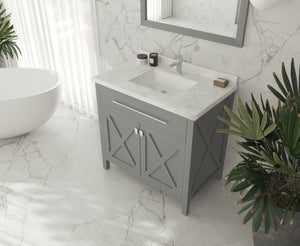 Laviva Wimbledon 36" Grey Bathroom Vanity Set, 313YG319-36G-WC White Carrara Top up
