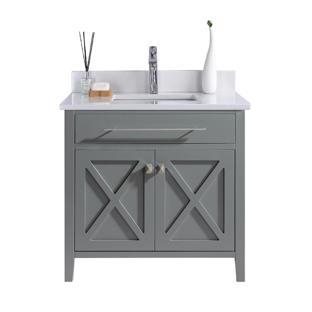 Laviva Wimbledon 36" Grey Bathroom Vanity Set, 313YG319-36G-WQ White Quartz Top