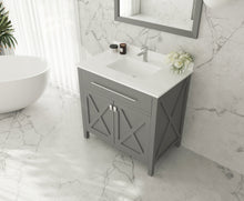Load image into Gallery viewer, Laviva Wimbledon 36&quot; Grey Bathroom Vanity Set, 313YG319-36G-WQ White Quartz Top up
