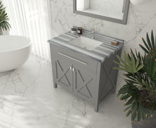Load image into Gallery viewer, Laviva Wimbledon 36&quot; Grey Bathroom Vanity Set, 313YG319-36G-WS White Stripes Top up
