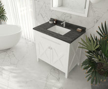 Load image into Gallery viewer, Laviva Wimbledon 36&quot; White Bathroom Vanity 313YG319-36W-BW Black Wood Top up