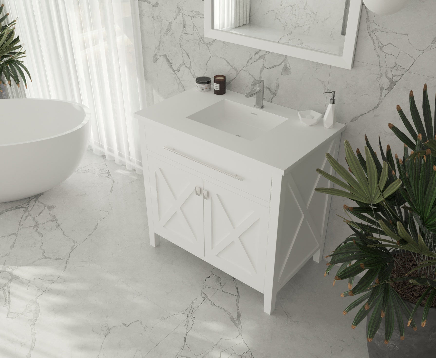 Laviva Wimbledon 36" White Bathroom Vanity 313YG319-36W-MW Matte White Top up